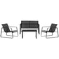 Outsunny 4 PCs Patio Furniture Set with Texteline Seat Outdoor Conversation Set with Loveseat, Center Coffee Table, Black | The Comfy Couch Canada