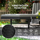Outsunny PE Rattan Tanning Chair, Outdoor Patio Lounger with 5-Level Adjustable Back, Wheels and Cushion, Grey