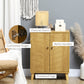 HOMCOM Natural Wood Storage Cabinet: Shelf Cupboard with Wood Legs for Living Room, Bathroom & Versatile Organization.