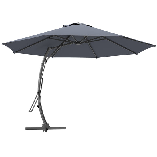 Outsunny 11FT Patio Umbrella, Cantilever Umbrella with 8 Ribs, 360å¡ Rotation, Easy Adjustment for Garden, Deck, UPF 50+, Grey | The Comfy Couch Canada