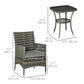 Outsunny Rattan Bistro Set 3PC Grey Armchair Glass Top Coffee Table Outdoor Patio Furniture Wicker Weave Garden Balcony | The Comfy Couch Canada