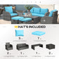 Outsunny 6 Pieces Patio Wicker Sofa Sets, Include 3-Seat Sofa, 2 Adjustable Recliners, 2 Footstools & Table Set, Sky Blue | The Comfy Couch Canada