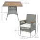 Outsunny 5 Piece Rattan Patio Dining Set with Umbrella Hole, Cushions, Outdoor Patio Table and Chairs for Garden Backyard, Teak | The Comfy Couch Canada