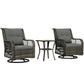 Outsunny 3 Piece Outdoor Bistro Set, Wicker Patio Furniture Set with Swivel Glider Chairs for Balcony, Porch, Grey | The Comfy Couch Canada