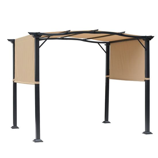 Outsunny Gazebo 8x10ft Outdoor Retractable Pergola Canopy Tent Adjustable Side Sun Shade Khaki | The Comfy Couch Canada
