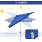 Outsunny 6.5x10ft Rectangle Solar LED Patio Umbrella: Aluminum Tilt Outdoor Market Parasol, Dark Blue | The Comfy Couch Canada