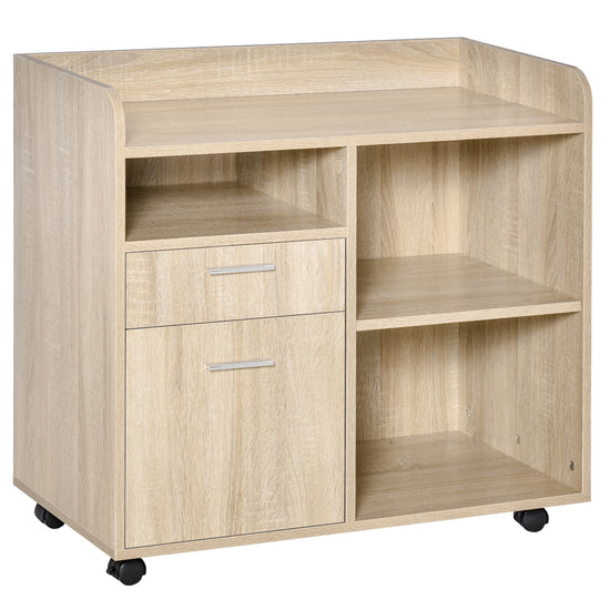 Vinsetto Filing Cabinet: Printer Stand, Mobile, Oak, 2 Drawers, Adjustable Open Shelves, Office | The Comfy Couch Canada