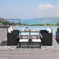 Outsunny 9PC Patio Wicker Dining Set PE Rattan Garden Sofa Space-Saving Outdoor Furniture Armchairs Included | The Comfy Couch Canada