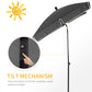 Outsunny 7x4ft Rectangle Patio Umbrella: Aluminum Tilt UV Protection Sun Shade for Outdoor, Grey | The Comfy Couch Canada