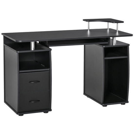 HOMCOM Home Office Computer Desk Keyboard Tray CPU Stand Black Workstation Furniture Study Table | The Comfy Couch Canada
