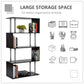 HOMCOM 5-Tier Z-Shape Bookcase: Wooden Shelves with Steel Frame for Living Room, Bedroom, Office, Black | The Comfy Couch Canada