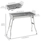 Outsunny Charcoal Grill Stainless Steel 37.8" x 13.4" Portable BBQ with Handles Tongs Cooking Camping Picnic Silver | The Comfy Couch Canada