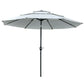 Outsunny 9FT Patio Umbrella 3 Tiers Outdoor Market Umbrella Crank Push Button Tilt for Deck Backyard Lawn Cream White | The Comfy Couch Canada