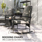 Outsunny 3 Pieces Rattan Bistro Set, Wicker Patio Furniture with Rocking Chairs, Thick Cushions for Porch Balcony, Grey | The Comfy Couch Canada