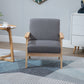 HOMCOM Minimalistic Accent Chairs Wood Frame w/ Thick Linen Cushions Wide Seat Armchair for Bedroom Office, Grey | The Comfy Couch Canada