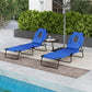 Outsunny 2PCS Adjustable Outdoor Lounge Chair, Garden Folding Chaise Lounge w/ Reading Hole Reclining Tanning Chair Seat, Folding Camping Beach Lounging Bed with Head Support Blue | The Comfy Couch Canada