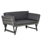 Outsunny Convertible Rattan Sofa Bed Chaise Lounge Wicker Loveseat Armchair Double Seat with Cushion All Weather Patio Furniture Grey | The Comfy Couch Canada