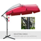 Outsunny 9FT Offset Hanging Patio Umbrella: Red Easy Crank Tilt Cross Base 8 Ribs UV Blocking Canopy | The Comfy Couch Canada