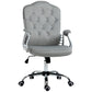Vinsetto Plush Velvet Home Office Chair: Gray Button Tufted, Swivel Desk Chair, Adjustable Height, Tilt Function | The Comfy Couch Canada
