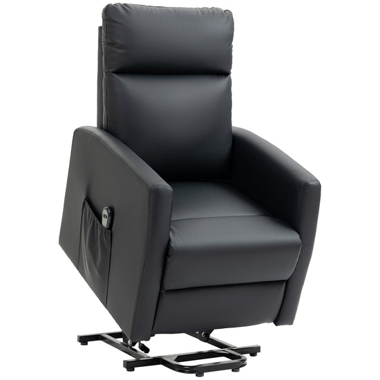 HOMCOM Power Lift Recliner Chair with Remote Control Side Pocket for Living Room Home Office Study Black.