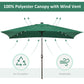 Outsunny Patio Umbrella: 6.5x10ft Rectangular Solar Powered LED Lights Aluminum Tilt Crank Dark Green | The Comfy Couch Canada