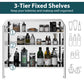 HOMCOM Wall Mounted Mirror Bathroom Medicine Cabinet 2 Doors 3-Tier Shelving Silver.