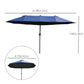 Outsunny Twin Canopy Patio Umbrella: 15ft Blue Outdoor Sunshade with Steel Table & Lift Crank | The Comfy Couch Canada