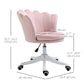 HOMCOM Mid Back Velvet Office Chair, Adjustable Height Study Chair, Vanity Chair with Swivel Wheels for Living Room, Study, Pink | The Comfy Couch Canada