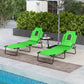 Outsunny 2PCS Adjustable Outdoor Lounge Chair, Garden Folding Chaise Lounge w/ Reading Hole Reclining Tanning Chair Seat, Folding Camping Beach Lounging Bed with Head Support Green | The Comfy Couch Canada