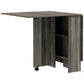 HOMCOM Extendable Dining Table, Collapsible Folding Table w/ 2-tier Shelves and Rolling Casters, Grey Wood Grain | The Comfy Couch Canada