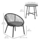 Outsunny 3 Piece Wicker Patio Furniture Set with Soft Seat Cushions, Tempered Glass Tabletop, Bistro Set for Garden, Black | The Comfy Couch Canada