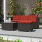 Outsunny Patio Furniture w/ Soft Cushions, Corner Sofa Sets, Red | The Comfy Couch Canada