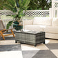Outsunny Rattan Wicker Coffee Table with Glass Top Outdoor Garden Patio Furniture Brown Tempered | The Comfy Couch Canada