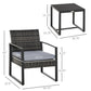 Outsunny 3 Pieces Patio Bistro Set, Outdoor PE Rattan Garden Porch Furniture w/ Cushioned Chairs & Tea Table Patio Furniture, Grey | The Comfy Couch Canada