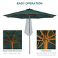 Outsunny 10FT Round Patio Umbrella with Rope Pulley Mechanism, Wooden Market Umbrella, Garden Parasol with 8 Ribs, Dark Green | The Comfy Couch Canada