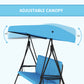 Outsunny 3-Seat Patio Swing with Adjustable Canopy & Side Tray, Outdoor Porch Swing, Removable Blue Cushion for Garden, Poolside | The Comfy Couch Canada