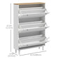 HOMCOM Narrow Shoe Storage Cabinet 3 Flip Drawers Adjustable Shelves Organizer for 24 Pairs White.