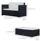 Aosom Rattan Loveseat and Ottoman Set - 2pc Wicker Sofa Table Set with Cushions for Outdoor Patio Furniture | The Comfy Couch Canada