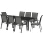 Outsunny 9 Pieces Patio Set with Stackable Chairs, Patio Dining Set with Glass Top for Garden, Patio, Backyard, Grey | The Comfy Couch Canada