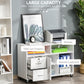 HOMCOM Mobile Printer Stand: File Cabinet with Lockable Drawer & Casters for Home Office, White | The Comfy Couch Canada