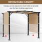Outsunny Gazebo 8x10ft Outdoor Retractable Pergola Canopy Tent Adjustable Side Sun Shade Khaki | The Comfy Couch Canada