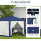 Outsunny Hexagon Party Tent, Patio Gazebo with Netting Mesh, Blue | The Comfy Couch Canada