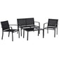 Outsunny 4-Piece Patio Furniture Set with Glass Top Coffee Table, Breathable Mesh Seat & Backrest for Garden, Balcony, Black | The Comfy Couch Canada