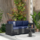 Outsunny Deluxe 3 Seat Rattan Wicker Sofa Garden Outdoor Patio Furniture with Cushion, Navy Blue | The Comfy Couch Canada
