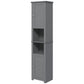 HOMCOM Freestanding Tall Bathroom Linen Cabinet Open Shelves Dual Doors Narrow Storage Unit Space Saving Furniture Grey | The Comfy Couch Canada