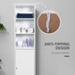 Kleankin Towering Elegance: White Tall Freestanding Bathroom Tower Cabinet, 3 Open Shelves for Storage | The Comfy Couch Canada