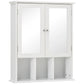 Kleankin White Wall Cabinet: Bathroom Mounted Mirror Medicine Cabinet with Double Doors & Storage Shelves | The Comfy Couch Canada