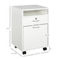 HOMCOM Lockable Filing Cabinet: 24" Vertical Mobile Cabinet for Secure Office Storage, White.