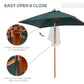 Outsunny Square Wooden Patio Umbrella: 6.6x5ft Tilt Mechanism with 6 Bamboo Ribs Sunshade, Green | The Comfy Couch Canada