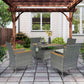 Outsunny 5 Piece Rattan Patio Dining Set with Umbrella Hole, Cushions, Outdoor Patio Table and Chairs for Garden Backyard, Teak | The Comfy Couch Canada